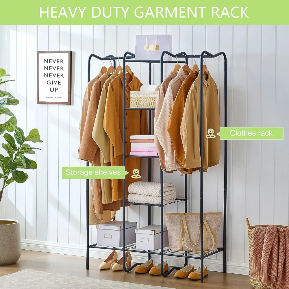 V2E Wire Garment Rack Heavy Duty Clothes Rack with 6-Shelf Hanging