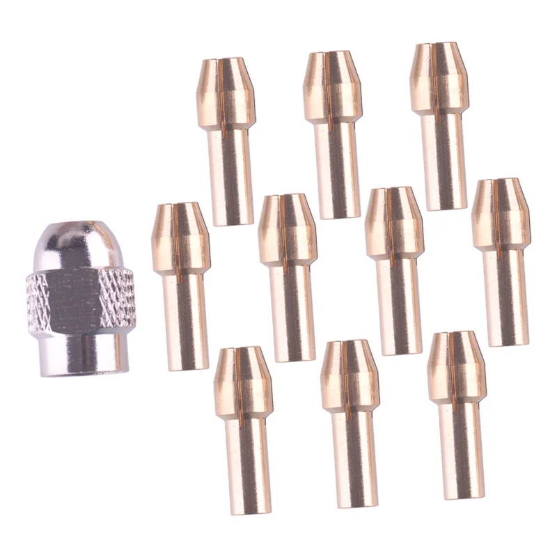 

LETAOSK 11pcs/Set Brass Mini Drill Chuck Collet Bits Shank Tool 0.5mm-3.2mm 4.3mm Fit for Rotary Tool