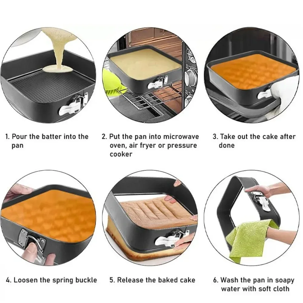 Square Cake Mold Set Baking Pizzas Cheesecakes Mould Kitchen Bakeware Mold 3PCS cake mould