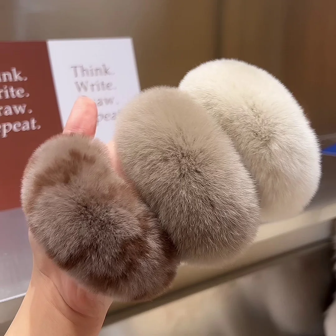 10.5cm Rex Rabbit Hair Hairpin Black Ponytail Hair Clips Girls Cute Plush Hair Clips Hairpin Fashion Women Hair Accessories