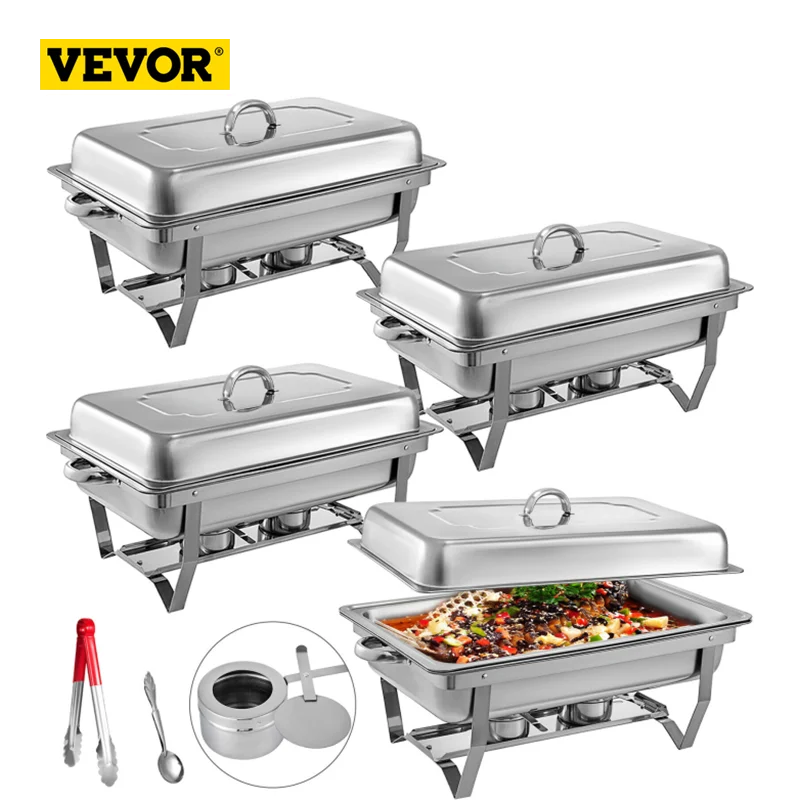 Food Chafing Dishes 4 Pieces With 9l Stainless Steel Full Size Chafer