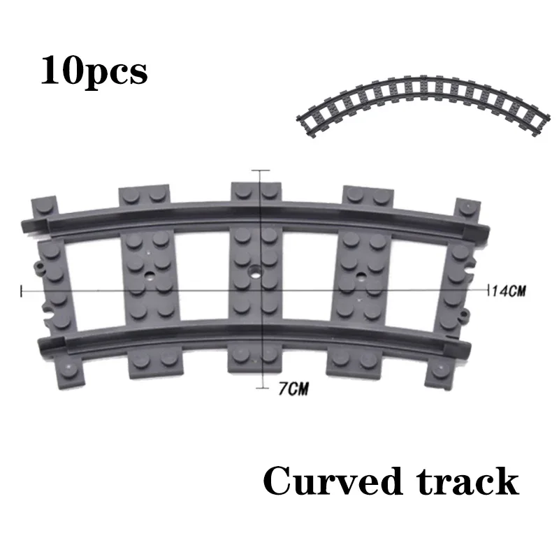 City Train Railway Building Blocks Set - Tracks, Station, and Buffer Stop Bricks Collection