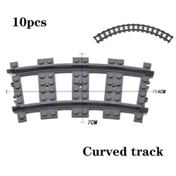 City Train Railway Building Blocks Set - Tracks, Station, and Buffer Stop Bricks Collection (Curved 10pcs)