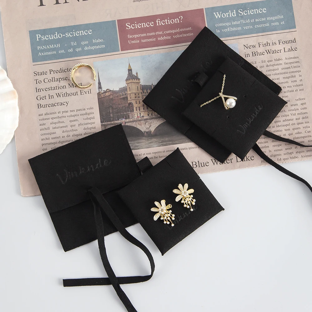 Quality Microfiber Suede Necklace Earring Packaging Holder Card Jewelry Necklace Bracelet Custom Logo Small Organizer Pouch Bag
