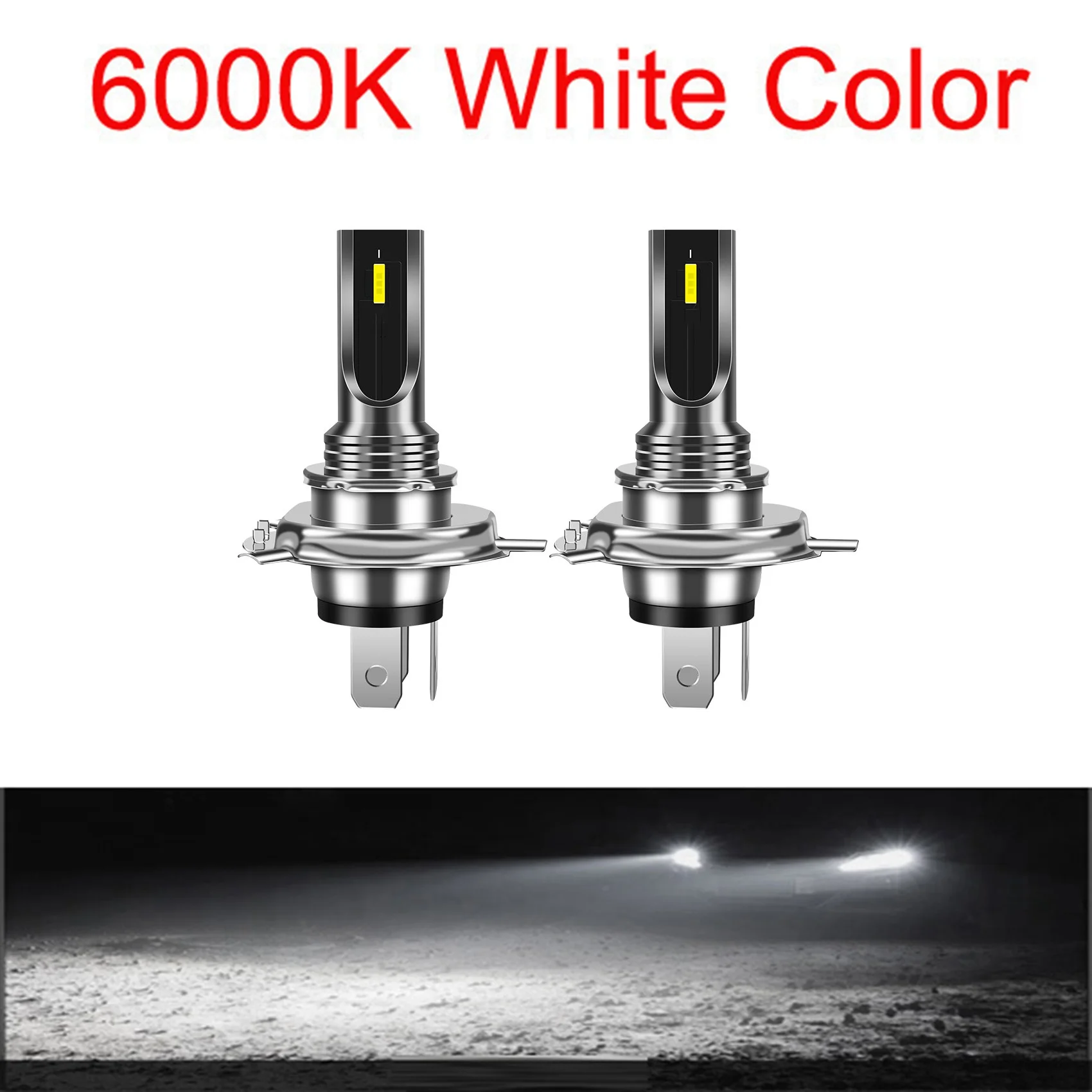 미니 CSP LED 캔버스 자동차 헤드라이트, 오토바이 H4 안개등, 16000LM 6SMD 전구, 3000K 황색등, 자동 방향 지시등, 2 개