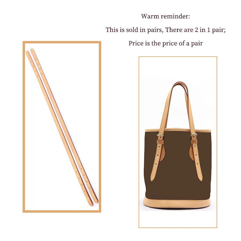 TINBERON Vachetta Leather Bag Strap Luxury Designer Handbag Handle Shoulder Strap Women Bag Accessories DIY 1 Pair Handle Straps