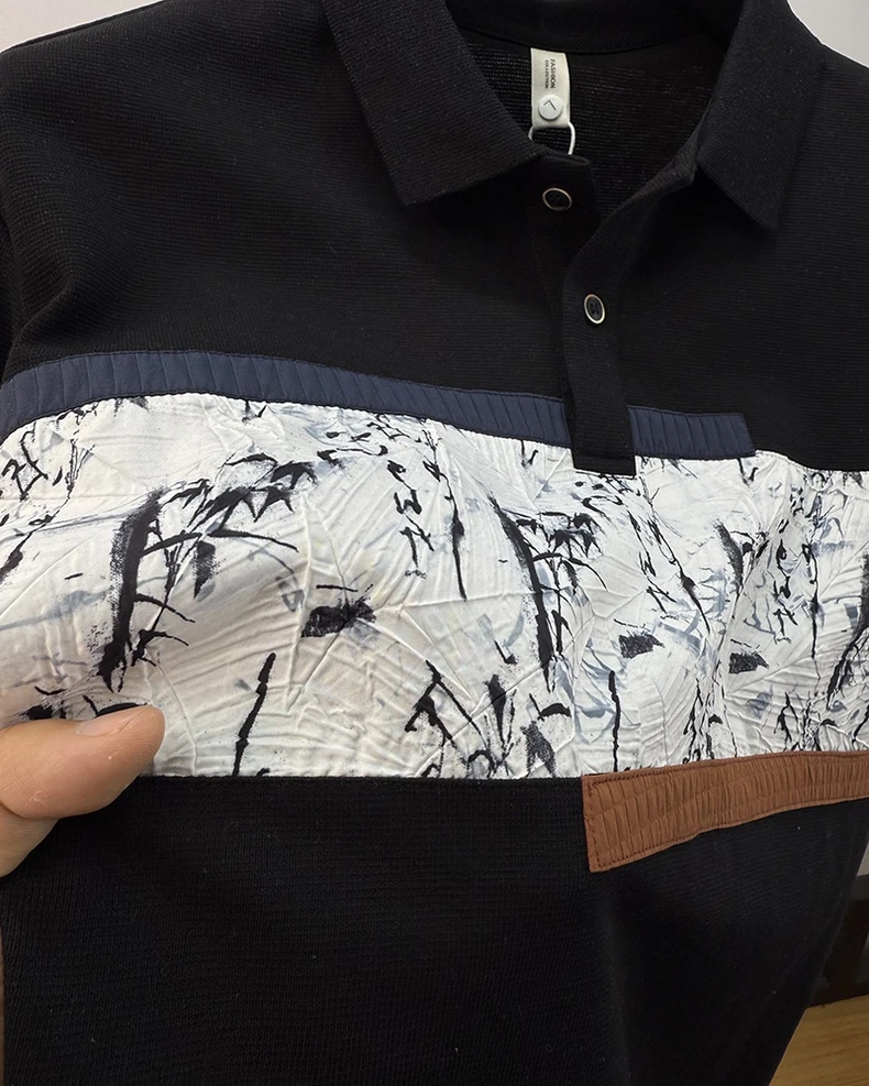 High quality fashion men's short sleeve polo shirt trend personalized patchwork stripes luxury comfortable lightweight T-shirt 15 Sd108fd6d33254a818b12c99b627b9effA