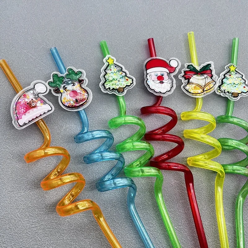 рождественские многоразовые спиральные соломки