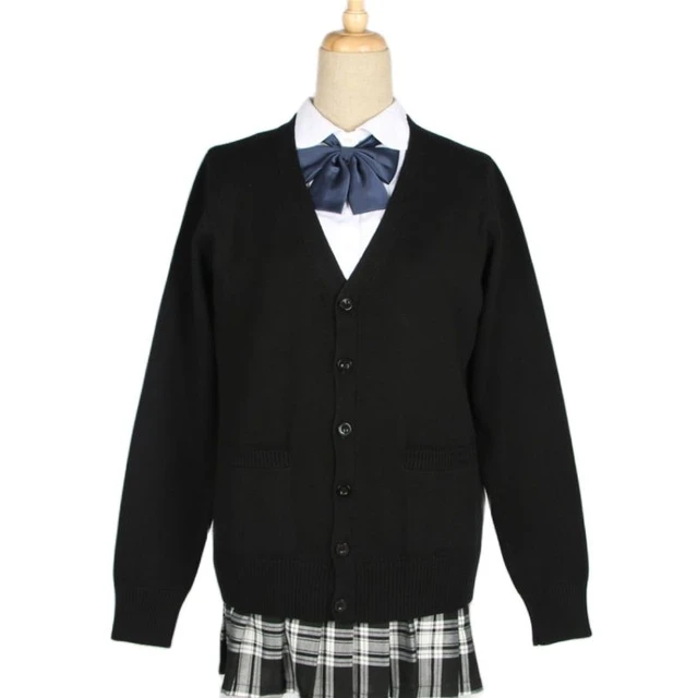 Amazon.com: Ladies Kawaii Cardigan Anime Plaid Sweater Cute Jk Uniform V  Neck Button Long Sleeve Cosplay Costume (Color : Black, Size : CH) :  Clothing, Shoes & Jewelry