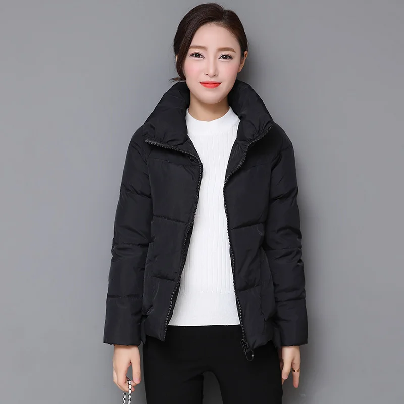 Women's Cotton-Padded Jacket with Zipper and Adhesive Cloth, Loose Fit, Short, Korean Style, Trendy, New