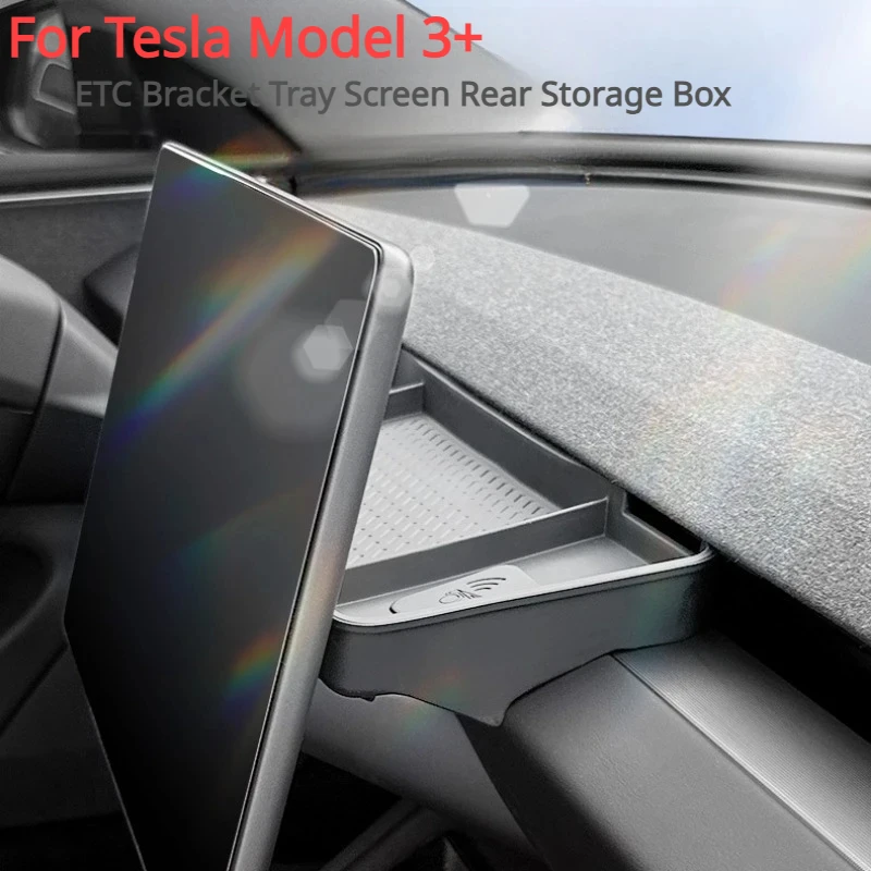 

For Tesla Model 3 2024 Highland ETC Bracket Screen Rear Shelf Center Control Silicone Storage Tissue Organizer Tray Accessorie