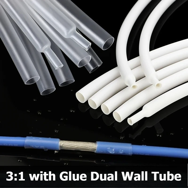 Dual Wall Adhesive Lined Clear/White Shrinkable Tube – Insulated Polyolefin Wire Wrap Sleeving (1.6mm to 39mm)