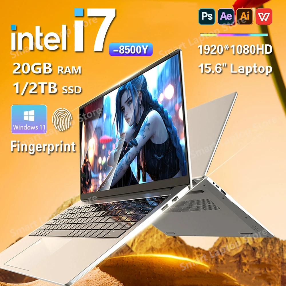 Portable Laptop Computer PC Gamer Windows 11 Intel Core i7 8500Y 15.6 inch Office Study Laptops Fingerprint Unlock Notebook windows laptop