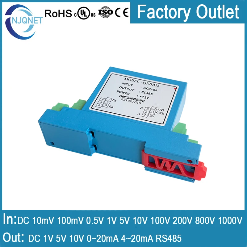 

DC voltage transducer sensor QNHV3 In 10mV 50mV 100mV 0.5V 1V 10V 100V 200V 500V 1000V 2000V Out 1V 5V 10V 0~20mA 4~20mA RS485