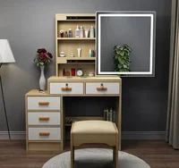 Table de maquillage moderne en spanTable, tabouret de proximité, miroir coulissant simple, armoire de rangement simple, chambre à coucher, petit appartement, longueur, nouveau 3