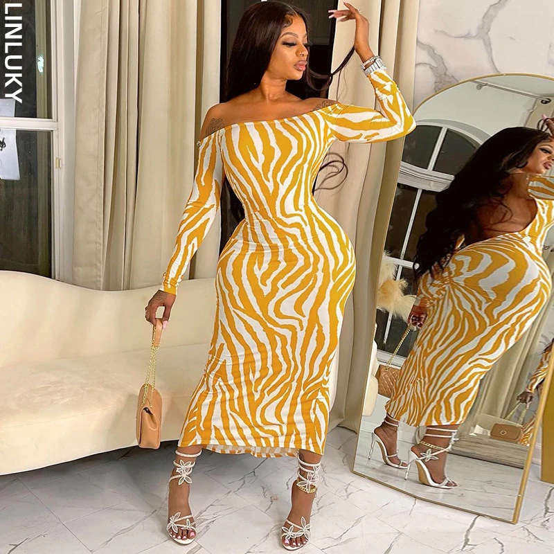 

2023 Summer New Fashion Sexy Open Back Off Shoulder Long Sleeve Dress For Women Club Party Evening Midi Dresses Woman Clothing