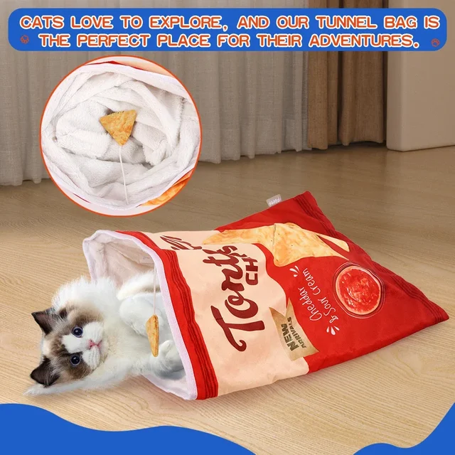 6 Halloween Gourmet Pattern Designs Cat Tunnel Toy, Cat Birthday Gift,Collapsible Interactive Cat Drill Bag Pet Toy 4