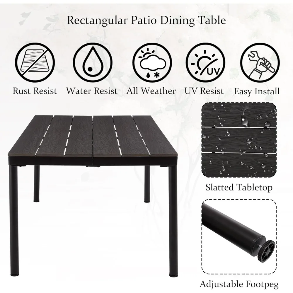 Wicker Outdoor Dining Set for 6, Upholstered 7 Piece Patio Dining Set with Armrests, Modern Outdoor Dining Table Sets 4