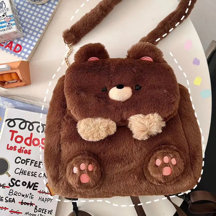 Japanese Cartoon Large Capacity Storage Bag Backpack Schoolbag Student Crossbody Bag School Bag Kawaii Plush Bear 5