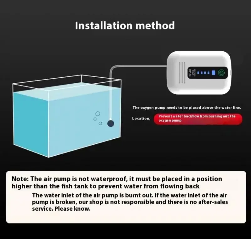 Aquarium Air Pump Fish Tank Oxygen Pump Aquarium Oxygen Air Pump Compressor Portable USB Charging Air Pump Aquarium Fish Tank Ultra Silent Outdoor Fishing Accessories