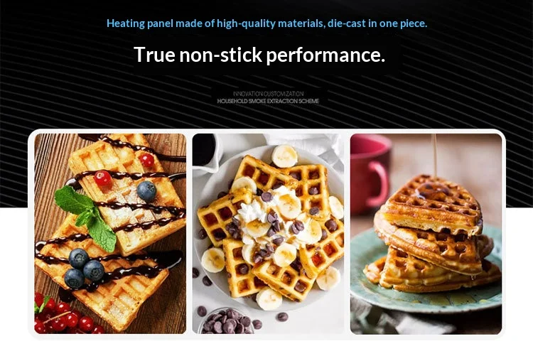 Electric Rotating Waffle Machine 50-250℃ Temp Control180° Flip Function Double-S