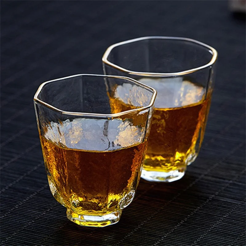 2Pcs/Lot Small Capacity 50ml Heat Resistant Glass Kung Fu Tea Cup Tea Set Teacup Japanese Style Tasting Wine Cup