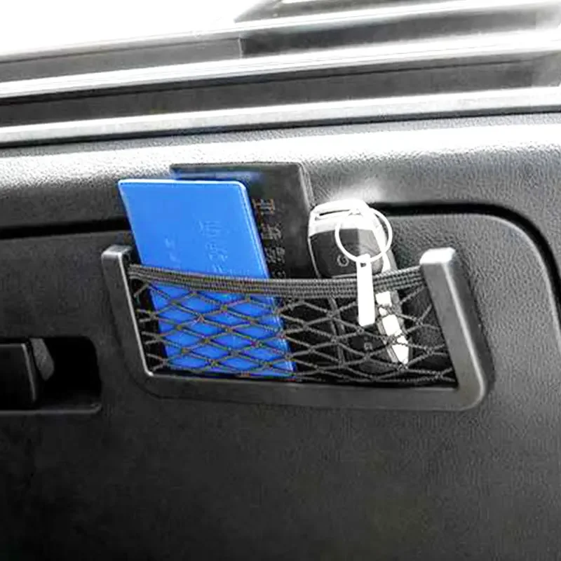 Car Storage Bag Mesh Net Pocket Mobile Phone Holder Multi Function Auto Accessories