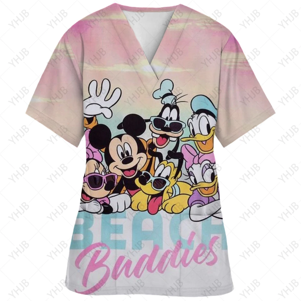 thumbnail image 1 of Blusa médica con estampado navideño de Mickey Mouse, talla 5xl, uniforme de manga corta, uniforme de médico y enfermera, blusas de trabajo para centros de revisión para niños, 1 of 5