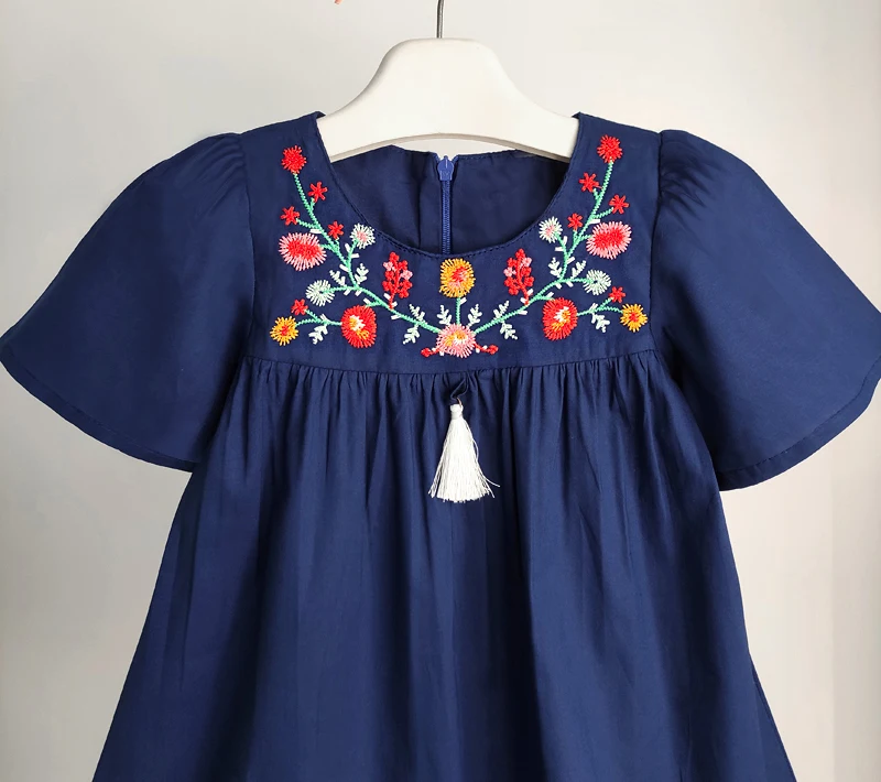 Baby Girls Dresses Kids Embroidered Cotton Summer Party Dress For Girl Children Costume Blue Cute Dress Clothes 2-6 Yrs Clothing girls dress maxi dress princess costume kids clothes