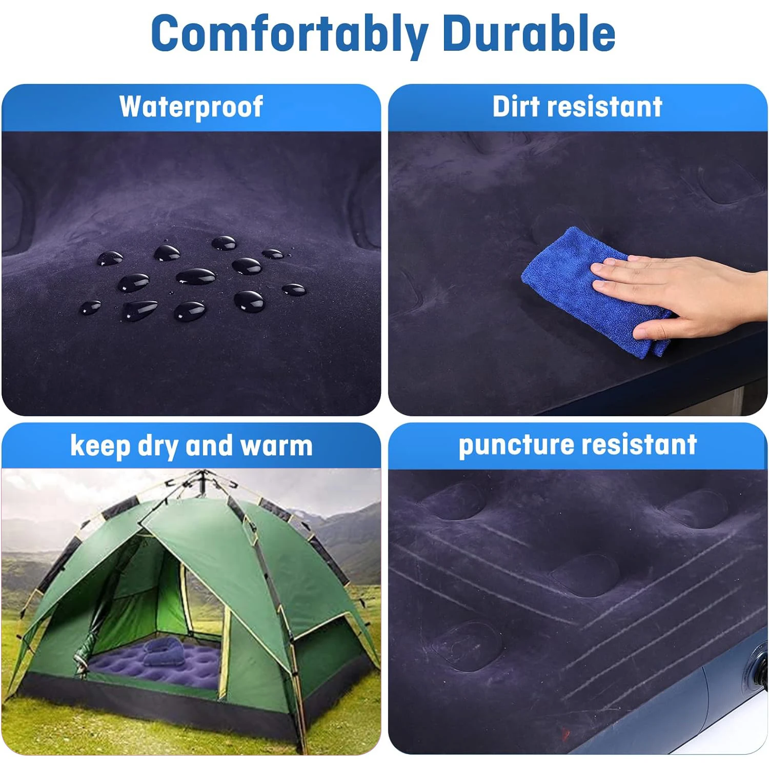 Description Picture 3 of itemCOMCO Inflatable Mattress for Guests & Home,Flocking Surface&Durable PVC , Rapid inflation, Air Bed for Camping
