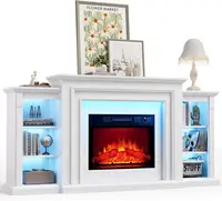 72" LED Lights Electric Fireplace with Mantel, Delicate Three-Dimensional Molding with Remote Control for Living Room 2