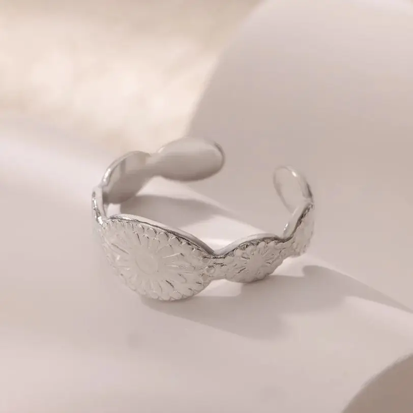 Bohemian Stainless Steel Sun Pattern Finger Rings For Women Men