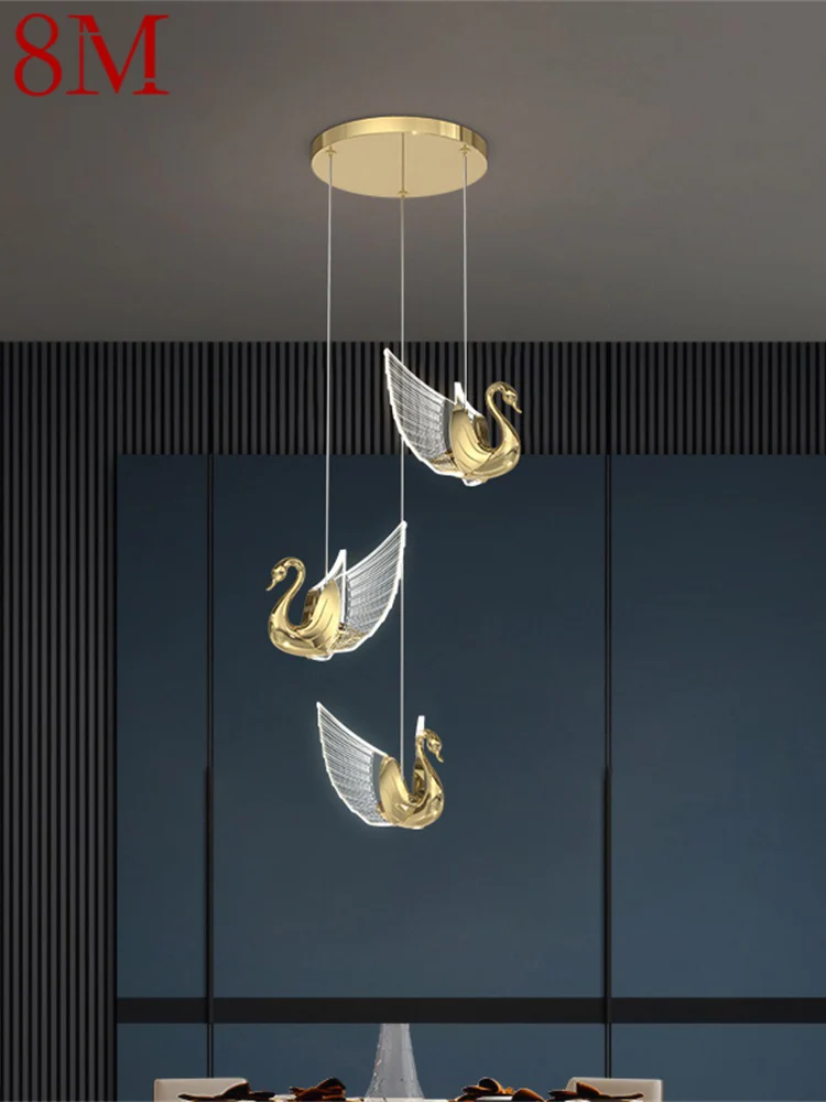 

8M Nordic Pendant Light Creative Swan Chandelier Hanging Lamp Modern Fixtures for Living Dining Room