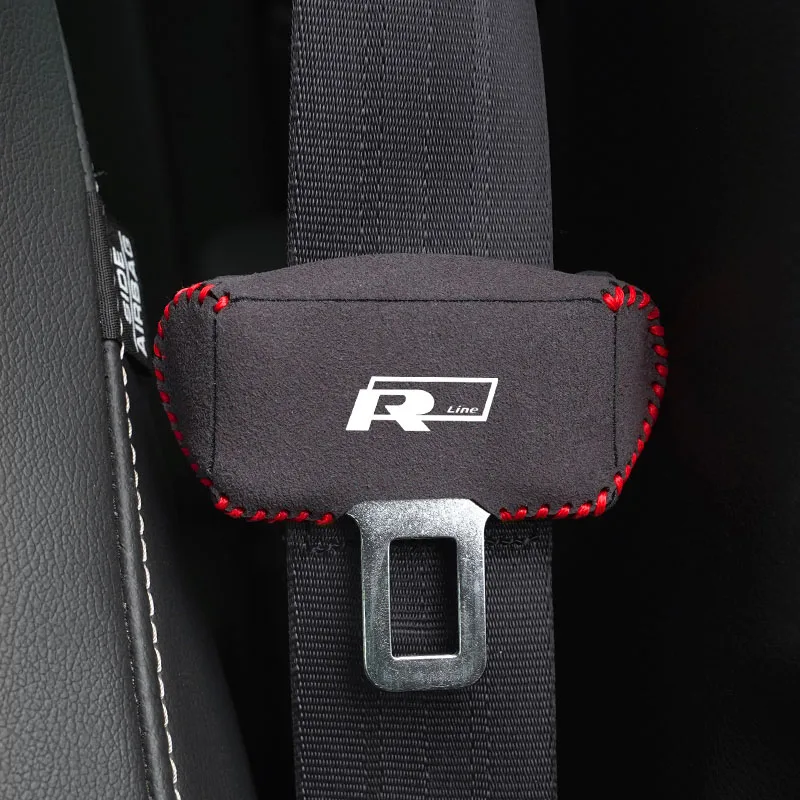 자동차 안전 벨트 플러그 커버, 스웨이드 안전 버클 보호대, VW R 라인 시로코 폴로 T5 파사트 b6 골프 mk5 티구안 제타 GTI GTE