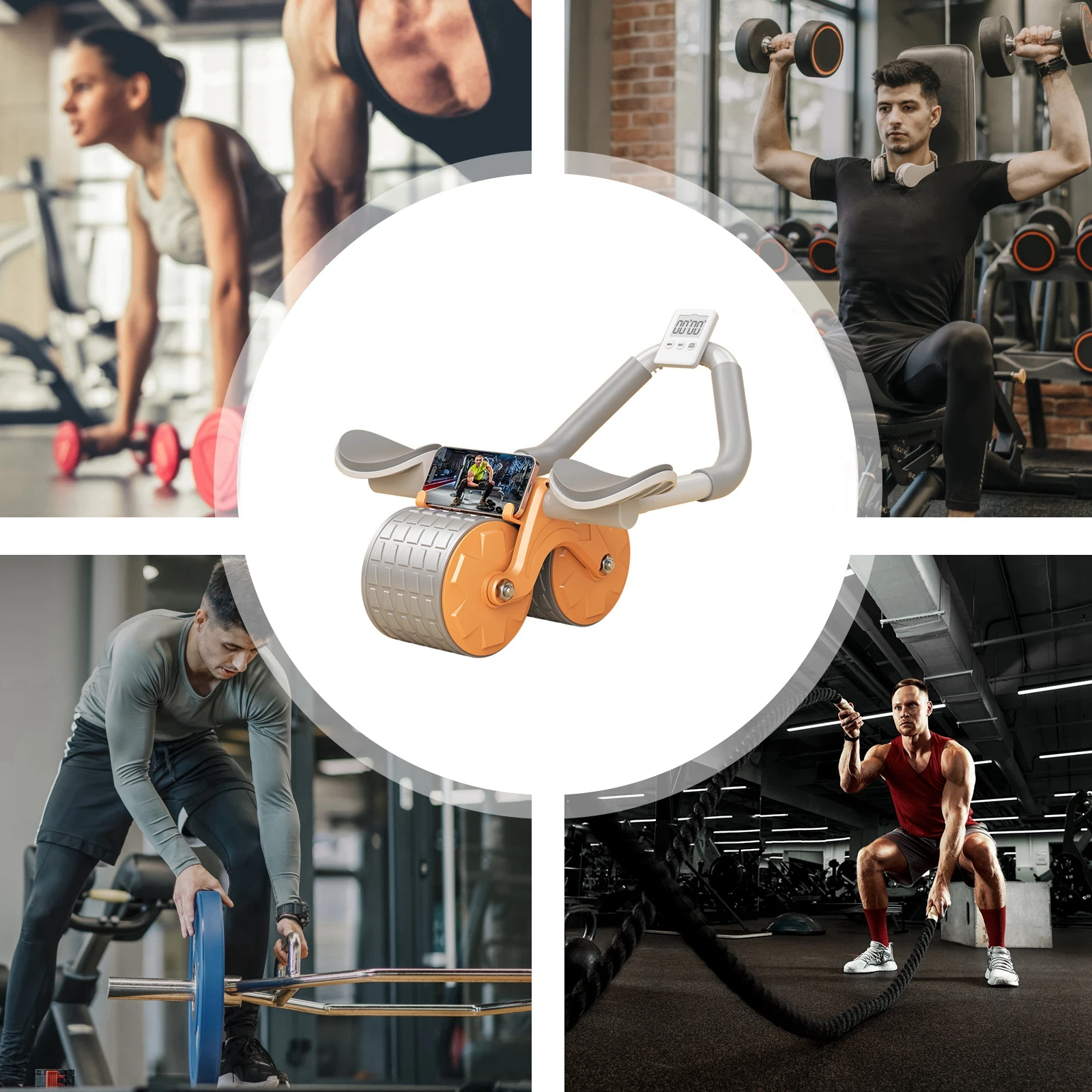 AB Roller Wheel Automatic Rebound With Elbow Support Flat Plate Exercise Wheel Silence Abdominal Home Exercise Equipment abdominal wheel,abdominal fitness instrument,abdominal workout aids