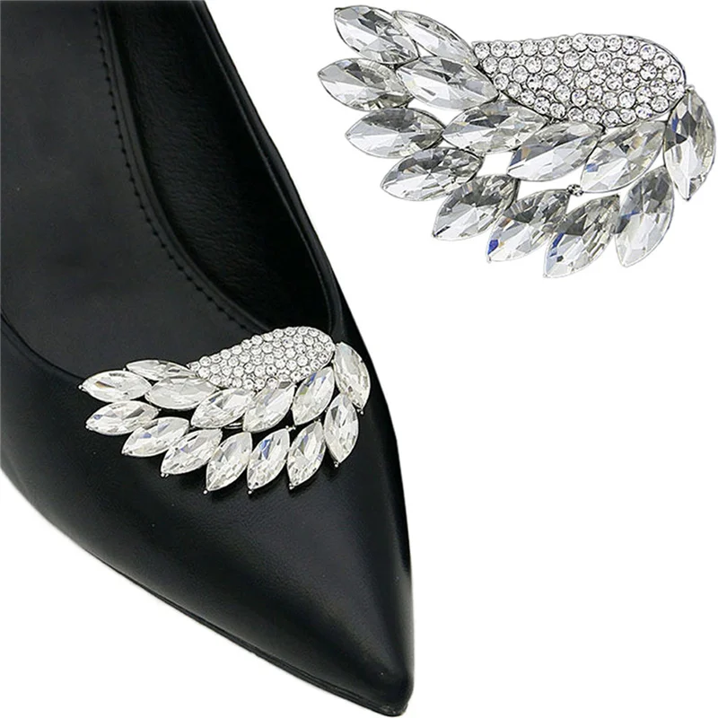 Elegant Wings Rhinestone Shoe Clips Detachable Wedding Shoe