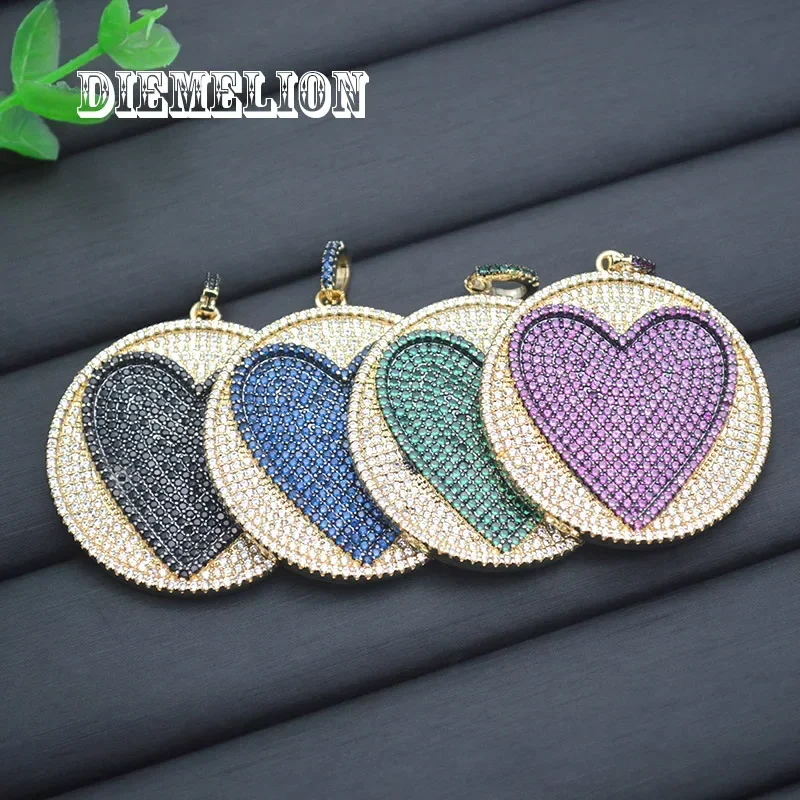 

Trendy Full Crystal Heart Charm Pendant Colorful 5A Cubic Zircon 18K Real Gold Plated Necklace for Handmade Jewelry Accessories