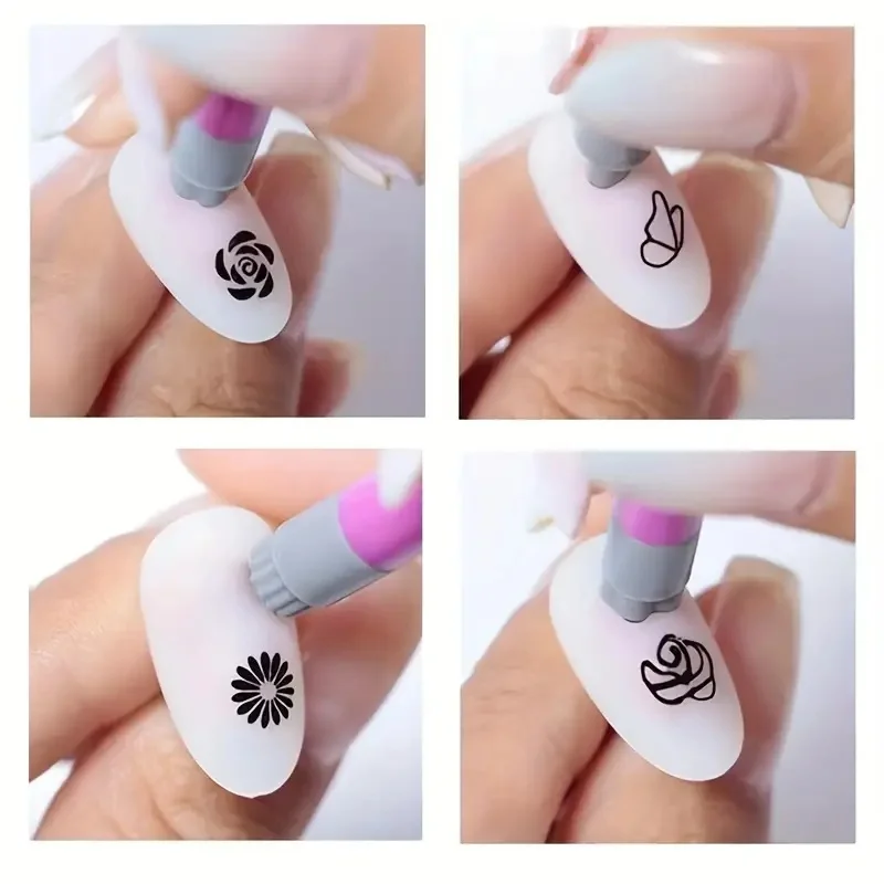 4/6/10PCS Pink Nail Art Stamp Pens Daisy/Floral/Butterfly DIY Nail