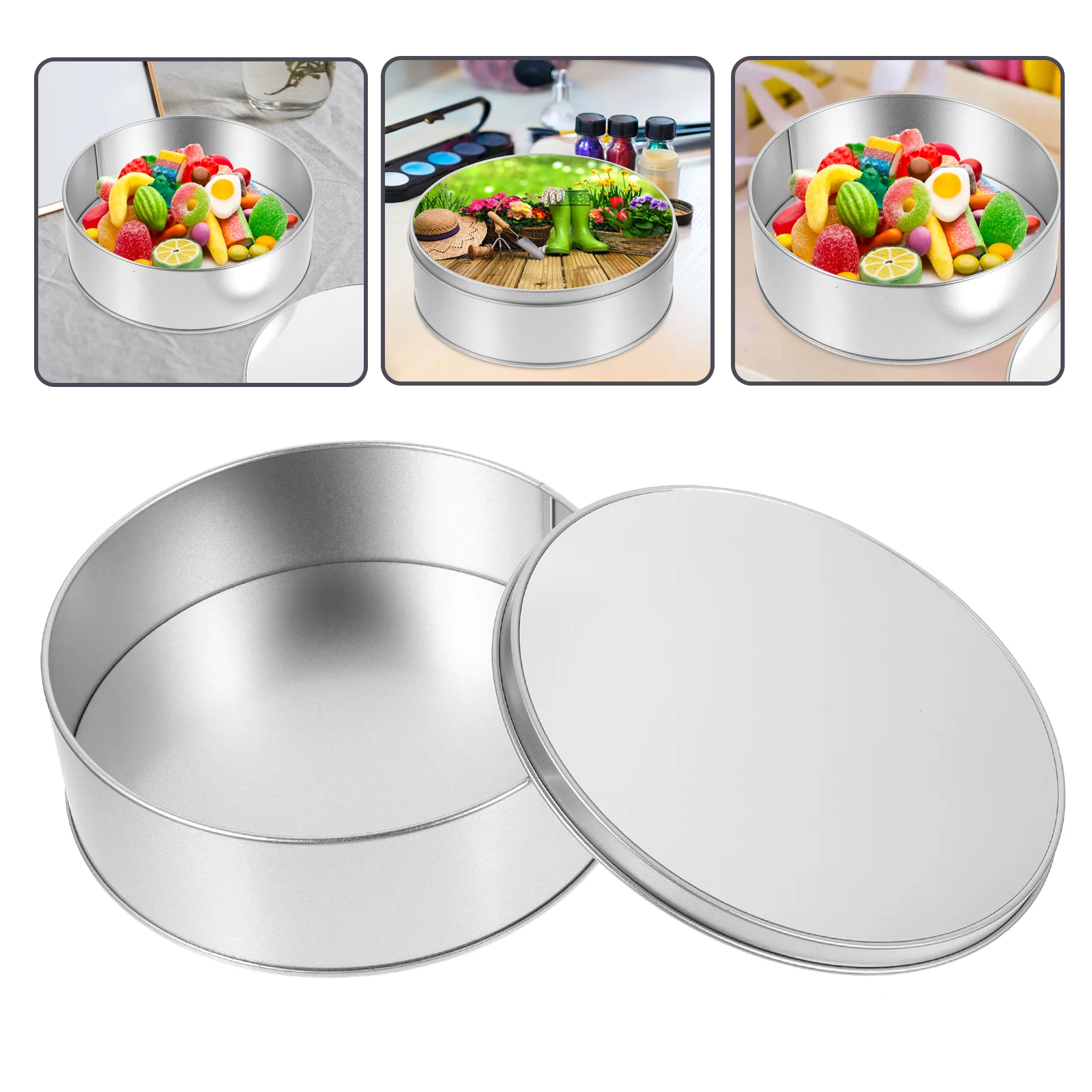 

Empty Round Shaped Box Sublimation Box Iron Storage Box Cookie Storage Box Round Candies Box Candy Holder Sublimation Metal Box