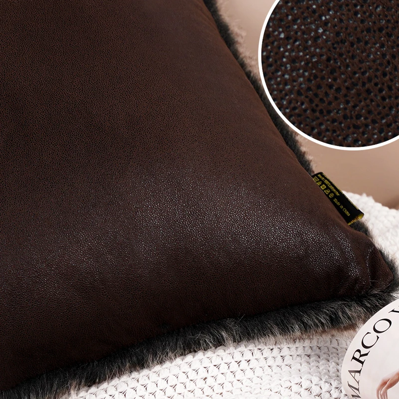 Description Picture 5 of itemLuxury Faux Fur Sofa Cushion Cover For Living Bed Room Chairs Brown Plush Soft Pillowcase For Decoration 45*45CM Home Decor