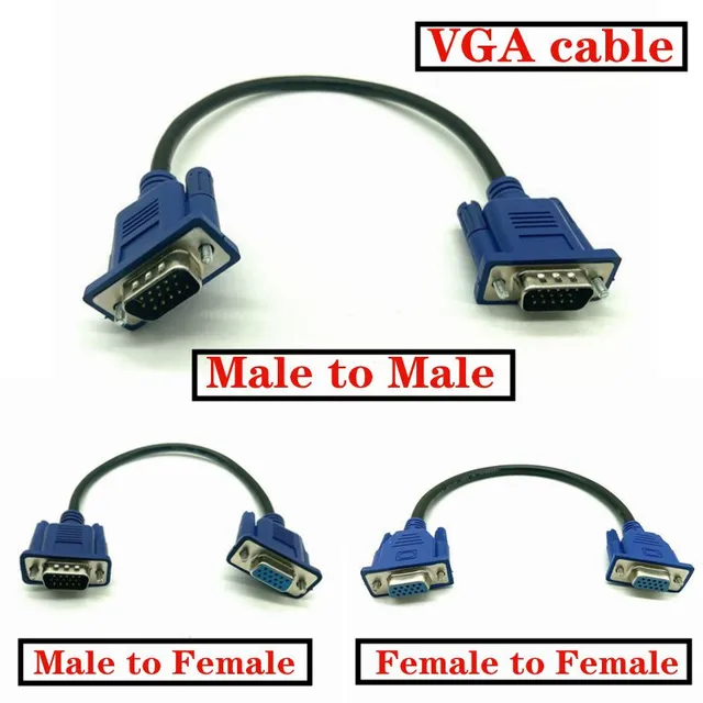 HD15Pin VGA D-Sub ショートビデオケーブルコードオス - オス M