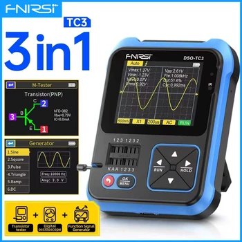 Oscilloscopio FNIRSI DSO-TC3 10MSa/s 500Khz con Generatore di Segnale DDS e Tester Transistor 3 in 1, Strumento Portatile per Riparazioni