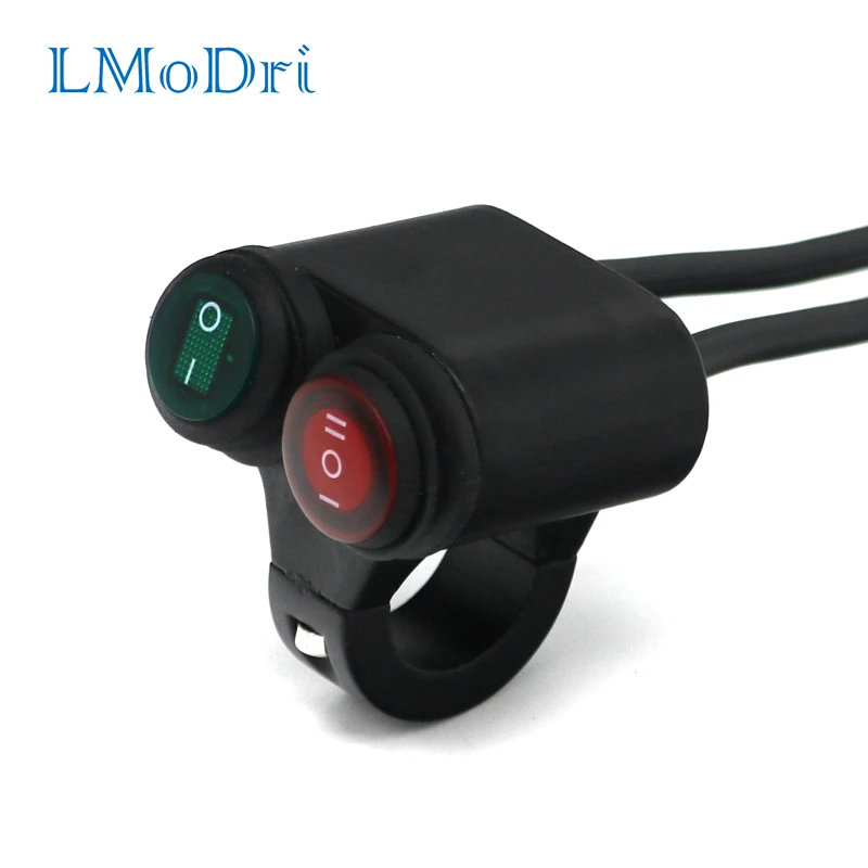 

LMoDri Motorcycle Handlebar Switch 2 Control Button In 1 Motorbike 22mm 7/8" Bar Refit Switches Waterproof ON/OFF Indicator