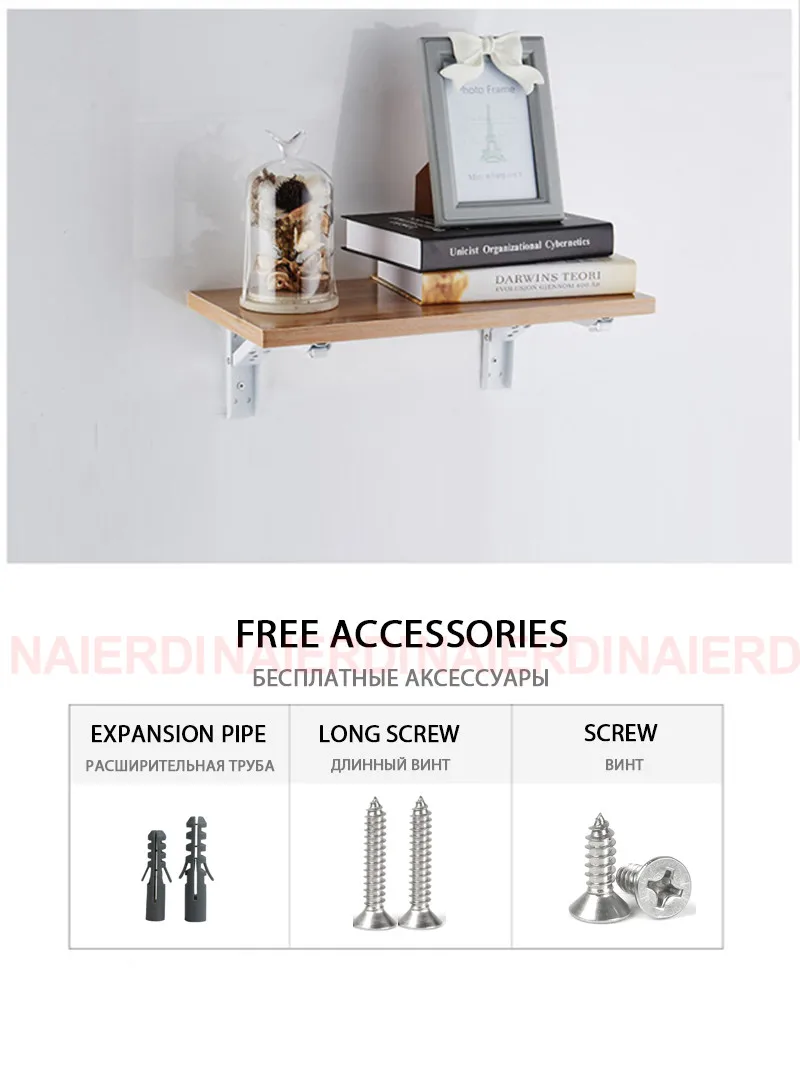 NAIERDI-Aço Folding Angle Bracket, Triângulo Wall Mount,