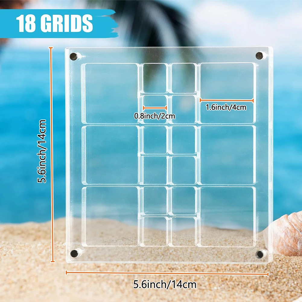 Acrylic Seashell Storage Box Multi Grid Large Size Seashell Bead Nail Jewelry Small Items Collection Display Box For  Home Use 5