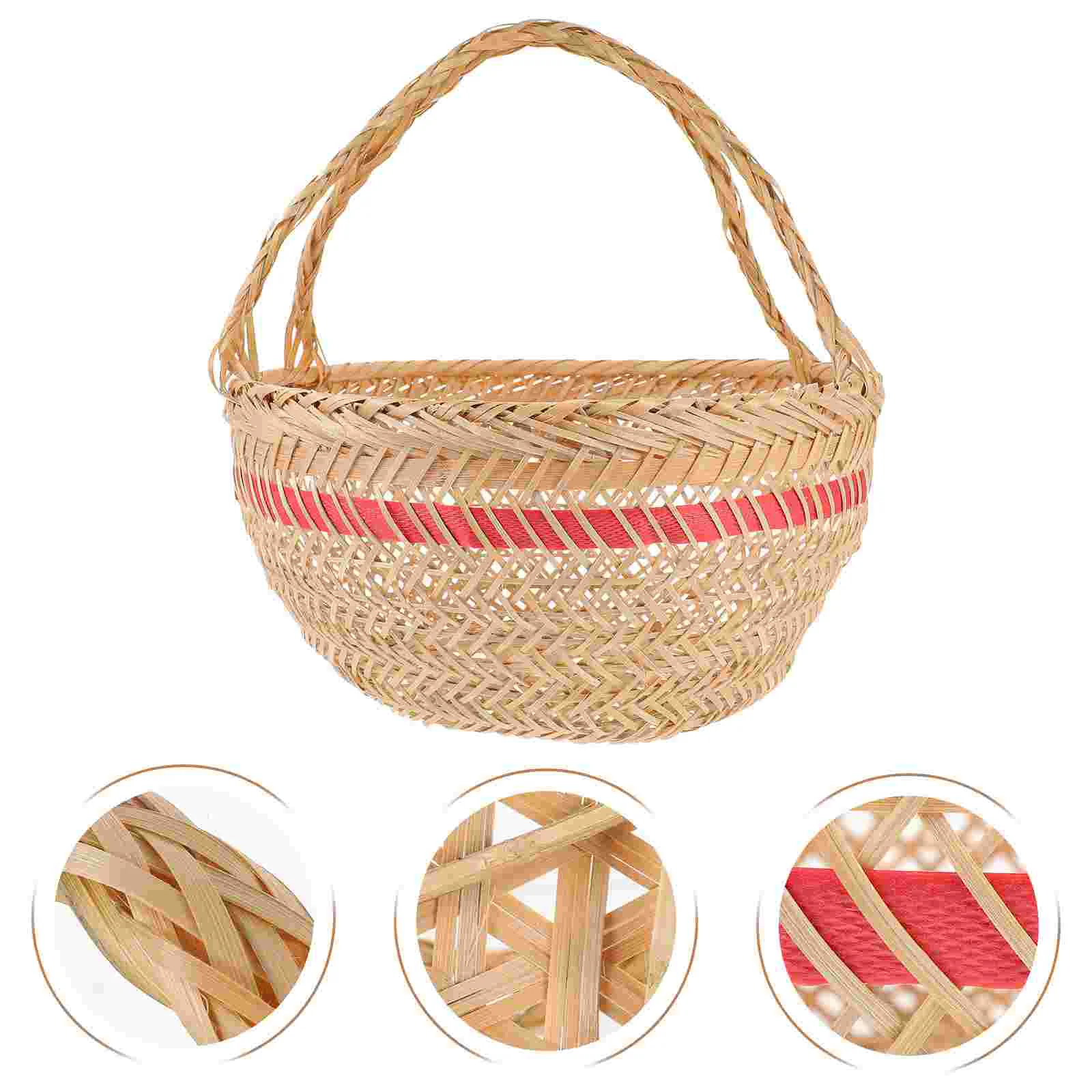 

Food Handle Bag Creative Basket Delicate Storage Holder Picnic Handle Bag Storage Holder