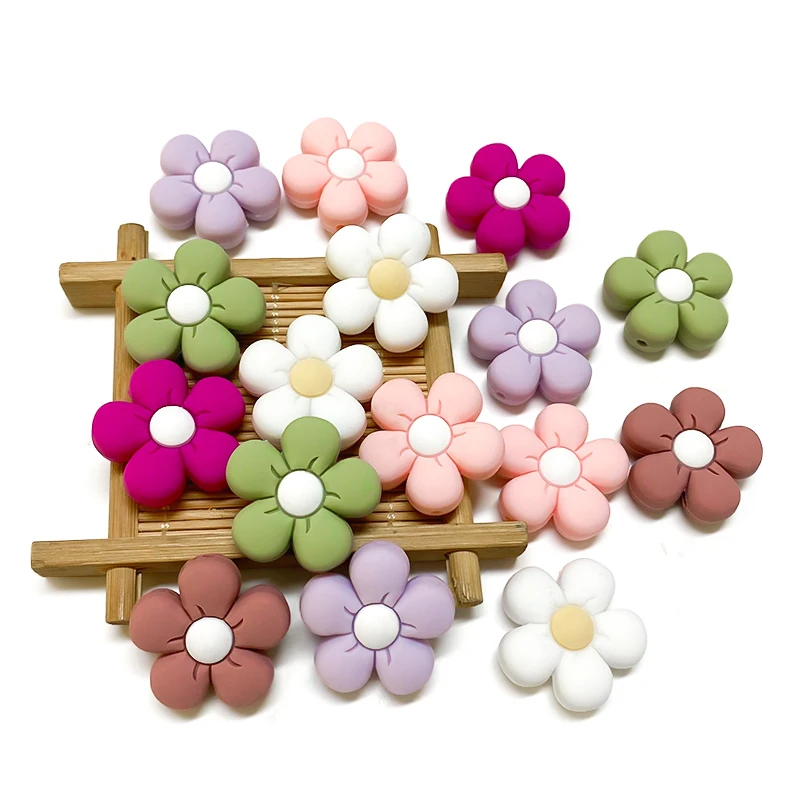10pcs Silicone Flower Bead BPA Free Teething Infant Chewable Dummy Necklace Pacifier Toy Accessories 2