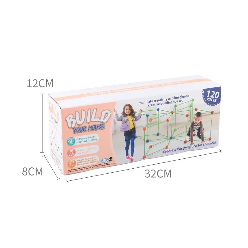 Children's Construction Toy Outdoor Toy Fort Building Kits Construction Creative Castles Tunnels Game Tent Toy for Girls Boys 6