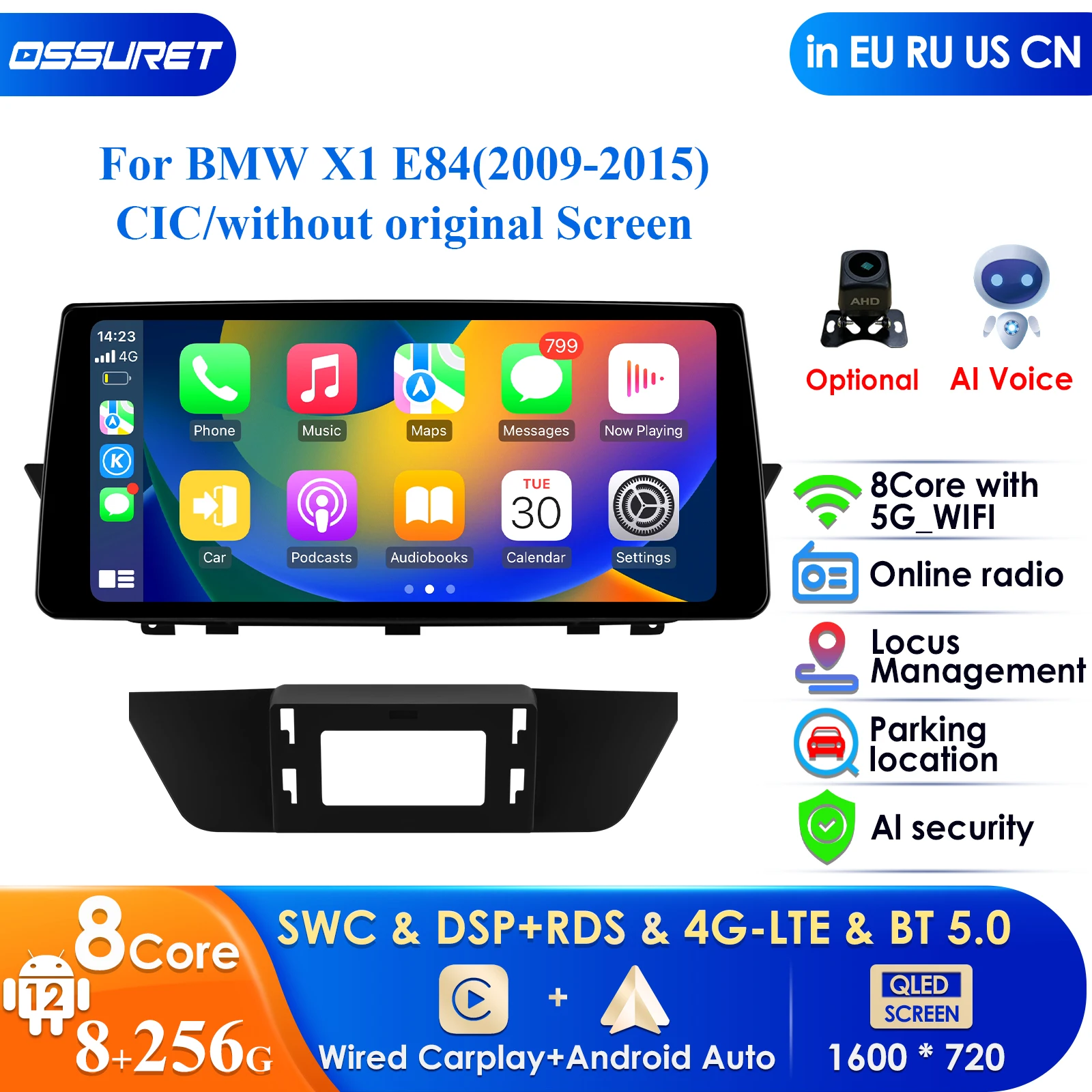 

4G 10.33''AI DSP CarPlay Android Auto Radio for BMW X1 E84 CIC 2009-2015 NO Original Screen IDrive Multimedia GPS 2din Autoradio