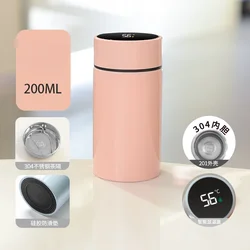 Smart Temperature Display Stainless Steel Thermos Bottle with Filter, 200ml Capacity - 200ml (Pink)